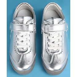 Pine Kids Velcro Closure Casual Shoes with Stripes - Silver