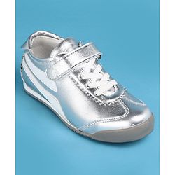 Pine Kids Velcro Closure Casual Shoes with Stripes - Silver