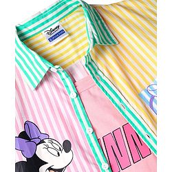 Pine Kids Disney Single Jersey Knit Half Sleeves Regular Collar Shirt and Slip with Minnie and Daisy Graphics - Pink