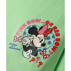 Pine Kids Disney Single Jersey Knit Drop Shoulder Half Sleeves Oversized T-Shirt & Skirt Set with Front & Back Minnie Mouse Graphics - Light Green & Blue