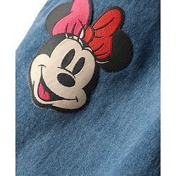Pine Kids Disney Single Jersey Knit Drop Shoulder Half Sleeves Oversized T-Shirt & Skirt Set with Front & Back Minnie Mouse Graphics - Light Green & Blue