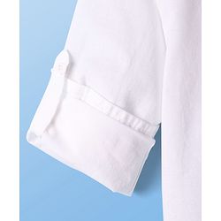 Pine Kids Linen Woven Full Sleeves Solid Color Mandarin Collar Kurta Style Shirt - White