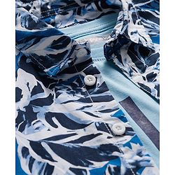 Pine Kids Cotton Woven Half Sleeves Floral Printed Shirt With T-Shirt - Blue