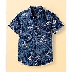 Pine Kids Cotton Woven Half Sleeves Shirt With T-Shirt & Floral Print - Multicolour