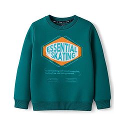 Pine Kids Knit Full Sleeves Sweatshirt With Skating Print - Mint Green