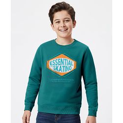 Pine Kids Knit Full Sleeves Sweatshirt With Skating Print - Mint Green