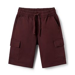 Pine Kids Cotton Elastane Woven Above Knee Length Solid Shorts With Cargo Pockets - Dark Red