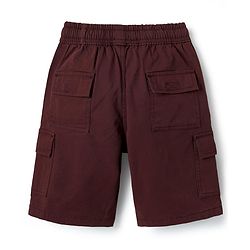 Pine Kids Cotton Elastane Woven Above Knee Length Solid Shorts With Cargo Pockets - Dark Red