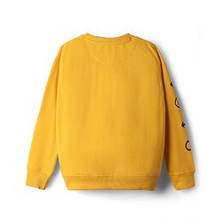 Pine Kids Knit Full Sleeves Sweatshirt With Text Print - Gold