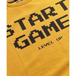 Pine Kids Knit Full Sleeves Sweatshirt With Text Print - Gold