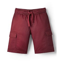 Pine Kids Cotton Elastane Woven Above Knee Length Solid Color Shorts - Red