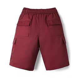 Pine Kids Cotton Elastane Woven Above Knee Length Solid Color Shorts - Red