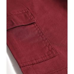 Pine Kids Cotton Elastane Woven Above Knee Length Solid Color Shorts - Red