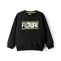 Pine Kids Knit Full Sleeves Sweatshirt With Future Print - Black