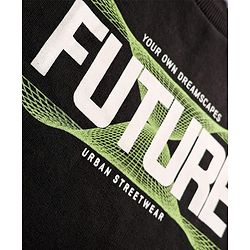 Pine Kids Knit Full Sleeves Sweatshirt With Future Print - Black