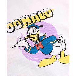 Pine Kids Disney Single Jersey Knit  Oversized Drop Shoulder Half Sleeve T-Shirt with Front and Back Donald Duck Graphics - White