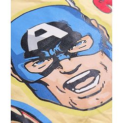 Pine Kids Marvel Single Jersey Knit Half Drop Shoulder Sleeves Oversized T-Shirt & Shorts Set With Avengers Graphics & Badge Detailing - Yellow & Blue