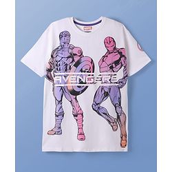 Pine Kids Marvel Single Jersey Knit Half Sleeves T-Shirt with Avengers Graphics - White