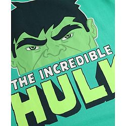 Pine Kids Marvel Single Jersey Knit Drop Shoulder Half Sleeves Oversized T-Shirt with Hulk Graphics - Green