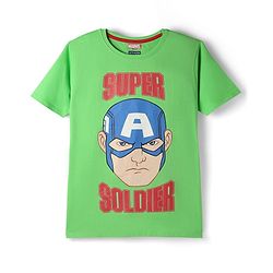 Pine Kids Marvel Single Jersey Knit Half Sleeves Shorts Night Suit With Captain America Graphics - Green