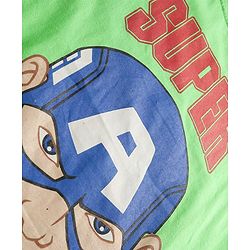 Pine Kids Marvel Single Jersey Knit Half Sleeves Shorts Night Suit With Captain America Graphics - Green