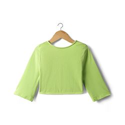 Pine Kids Cotton Knit Full Sleeves Tiered Frock With Jacket & Polka Dot Print - Pink & Lime Green