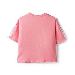 Pine Kids Disney Single Jersey Knit Oversized Drop Shoulder Half Sleeves T-Shirts & Skirt Set with Minnie Mouse Graphics - Pink & Blue