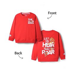 Pine Kids Disney Full Sleeves Sweatshirt With Front And Back Lion King Graphics - Red