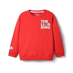 Pine Kids Disney Full Sleeves Sweatshirt With Front And Back Lion King Graphics - Red