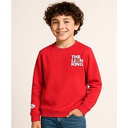 Pine Kids Disney Full Sleeves Sweatshirt With Front And Back Lion King Graphics - Red