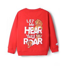 Pine Kids Disney Full Sleeves Sweatshirt With Front And Back Lion King Graphics - Red