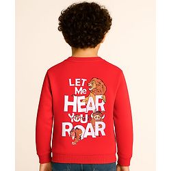 Pine Kids Disney Full Sleeves Sweatshirt With Front And Back Lion King Graphics - Red
