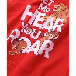 Pine Kids Disney Full Sleeves Sweatshirt With Front And Back Lion King Graphics - Red