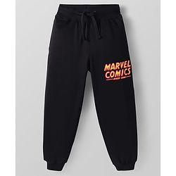 Pine Kids Marvel Single Jersey Knit Half Drop Sleeve Oversized T-Shirt & Track Pant Set with Avengers Graphic - Black
