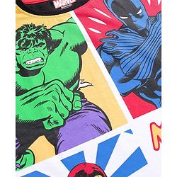 Pine Kids Marvel Single Jersey Knit Half Drop Sleeve Oversized T-Shirt & Track Pant Set with Avengers Graphic - Black