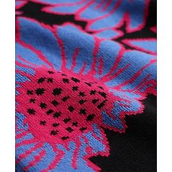Pine Kids Knitted Full Drop Shoulder Sleeves Pullover Sweater With Floral Design - Black