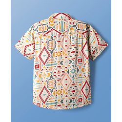 Pine Kids Viscose Woven Half Sleeves Abstract Printed Shirt - White