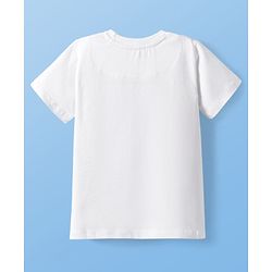 Pine Kids Cotton Knit Half Sleeves T-Shirt with Bow & Pretty Text Print - White