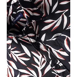 Pine Kids Viscose Woven Half Sleeves Leaves Printed Shirt - Black