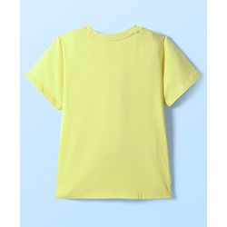 Pine Kids Cotton Knit Half Sleeves T-Shirt with Floral Print - Yellow