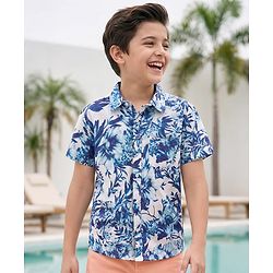 Pine Kids Viscose Woven Half Sleeves Shirt With Floral Print - Multicolour