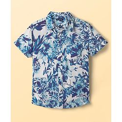 Pine Kids Viscose Woven Half Sleeves Shirt With Floral Print - Multicolour