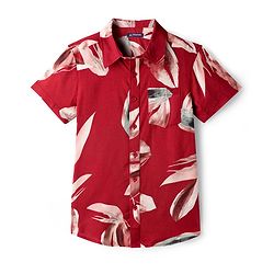 Pine Kids Viscose Woven Half Sleeves Shirt With Abstract Print - Red