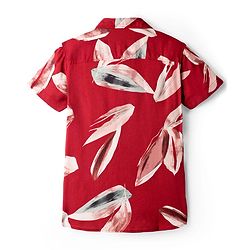 Pine Kids Viscose Woven Half Sleeves Shirt With Abstract Print - Red
