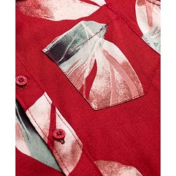 Pine Kids Viscose Woven Half Sleeves Shirt With Abstract Print - Red
