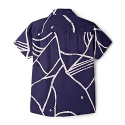 Pine Kids Viscose Woven Half Sleeves Shirt With Abstract Print - Navy Blue