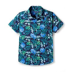 Pine Kids Viscose Woven Half Sleeves Shirt With Floral Print - Blue