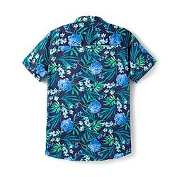 Pine Kids Viscose Woven Half Sleeves Shirt With Floral Print - Blue