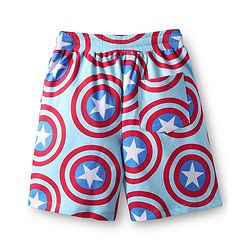 Pine Kids Marvel Single Jersey Knit Drop Shoulder Half Sleeves Oversized T-Shirt & Shorts Set With Captain America Graphics - Light Blue