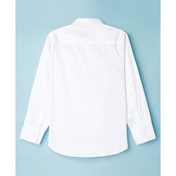 Pine Kids Cotton Woven Full Sleeves Solid Party Shirt with Attached Bow - White